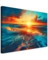Living room painting - Sunset and sea waves | FEEBY