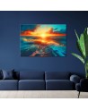 Living room painting - Sunset and sea waves | FEEBY