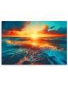 Living room painting - Sunset and sea waves | FEEBY