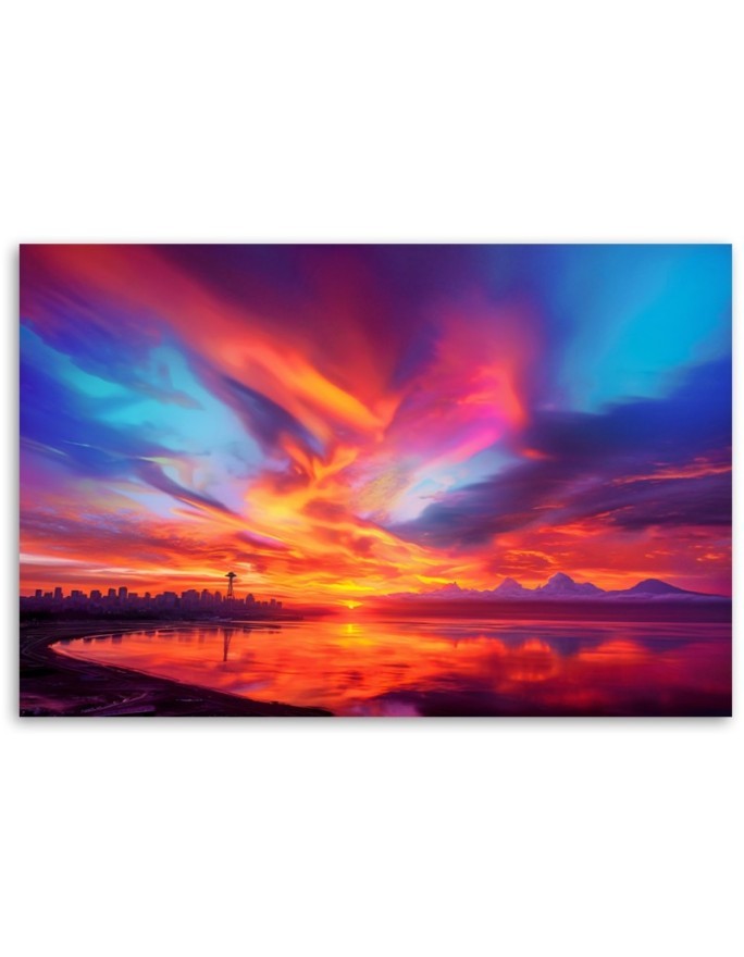Living room canvas print - Abstract sky over city | FEEBY