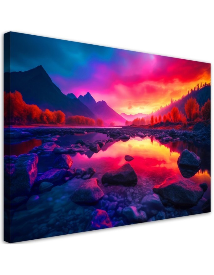 Modern canvas print - Colourful sky in the mountains | FEEBY