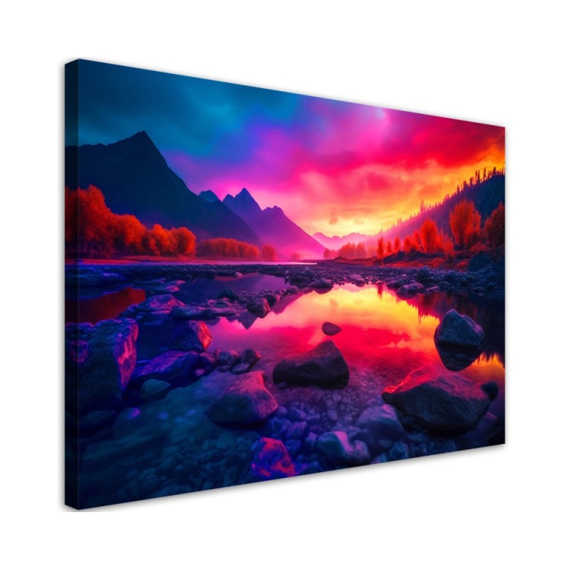 Modern canvas print - Colourful sky in the mountains | FEEBY