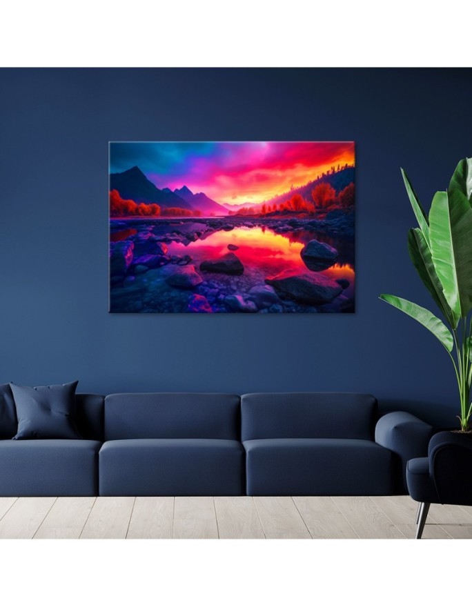 Modern canvas print - Colourful sky in the mountains | FEEBY