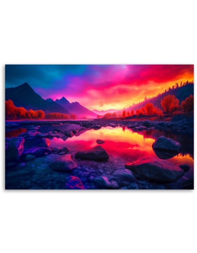 Modern canvas print - Colourful sky in the mountains | FEEBY