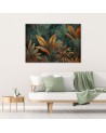 Modern painting for living room - Tropical orange leaves | FEEBY