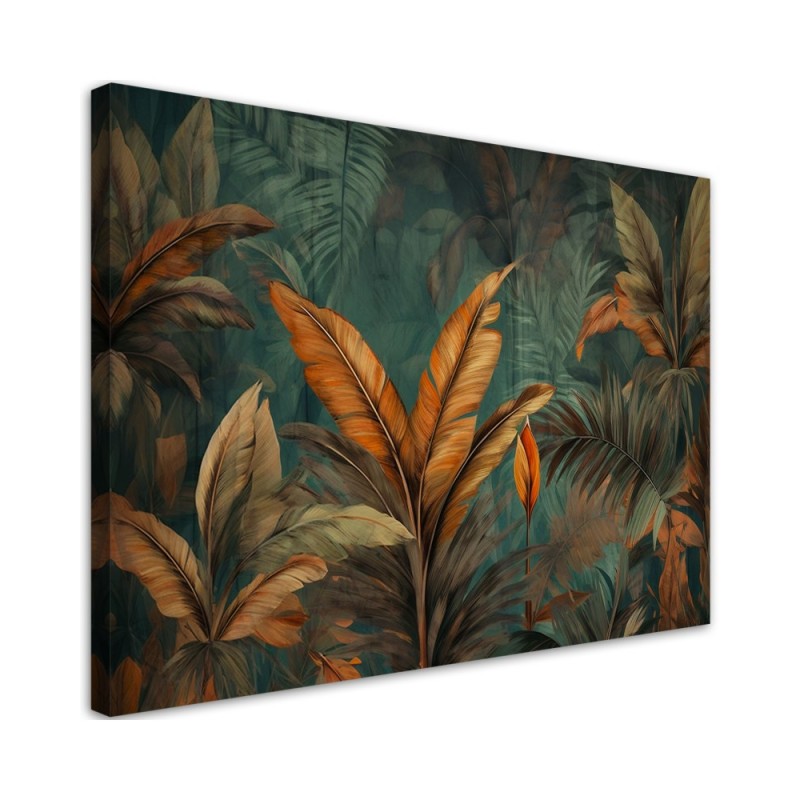 Modern painting for living room - Tropical leaves flowers | FEEBY