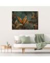 Modern painting for living room - Tropical leaves flowers | FEEBY