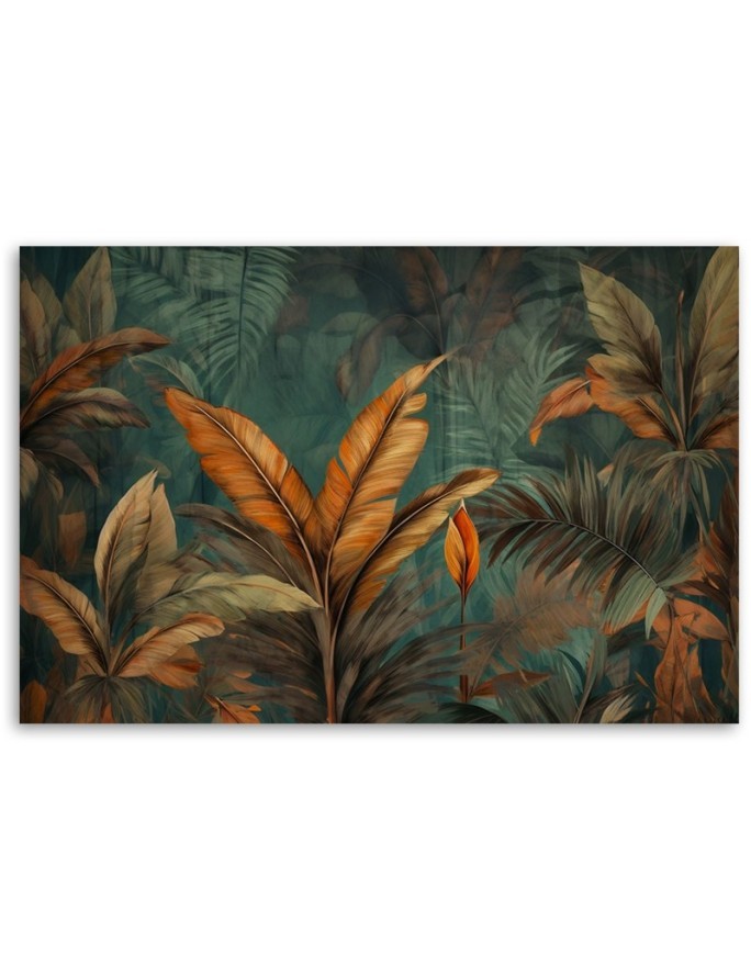 Modern painting for living room - Tropical leaves flowers | FEEBY