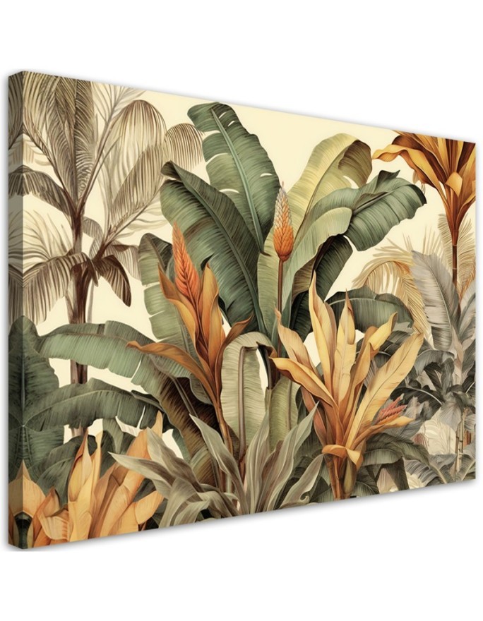 Modern canvas painting - Banana leaves in sepia | FEEBY