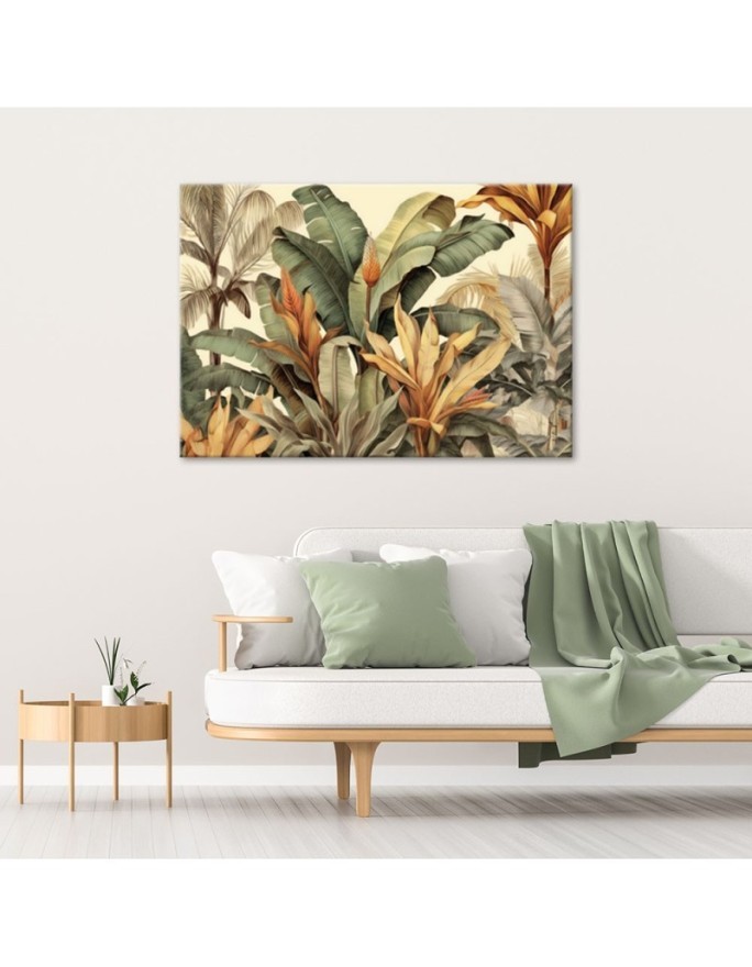 Modern canvas painting - Banana leaves in sepia | FEEBY