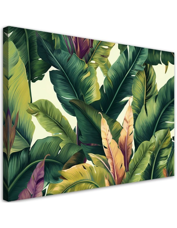 Bedroom painting for wall - Colourful tropical leaves | FEEBY