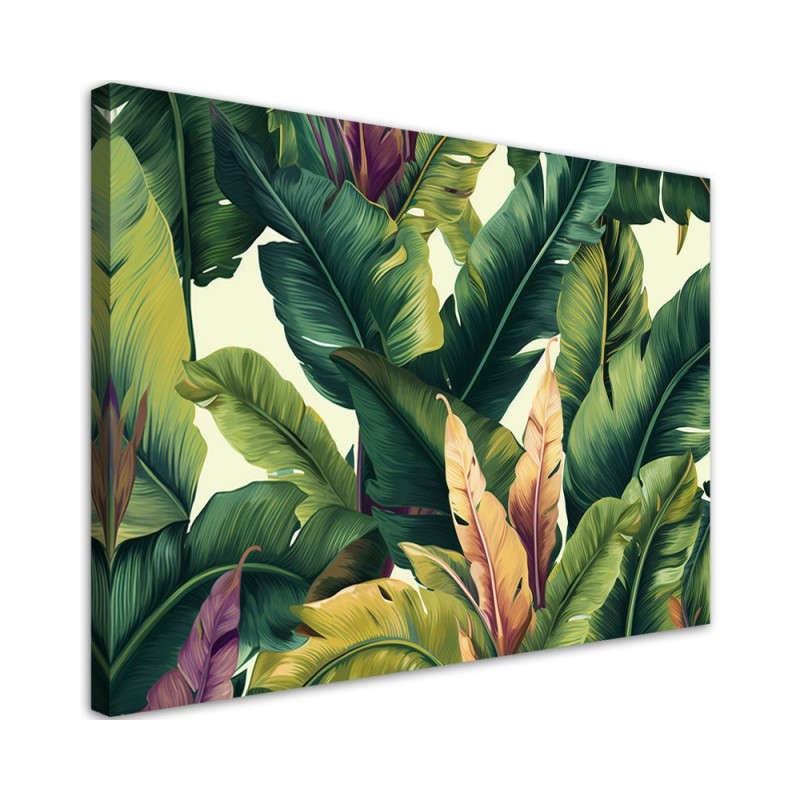 Bedroom painting for wall - Colourful tropical leaves | FEEBY
