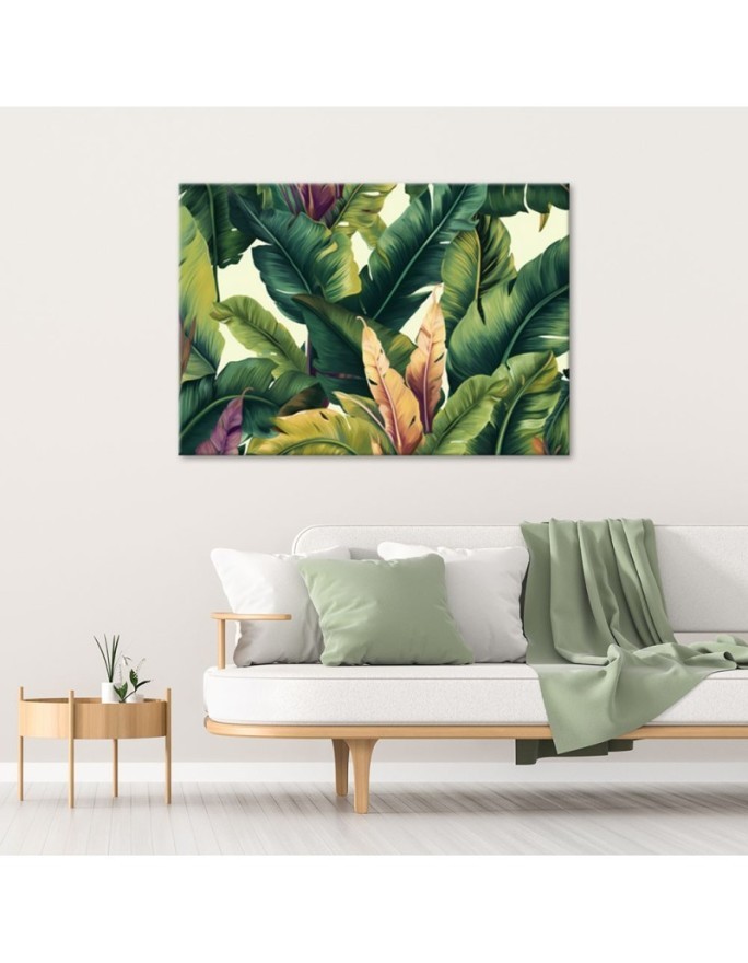 Bedroom painting for wall - Colourful tropical leaves | FEEBY