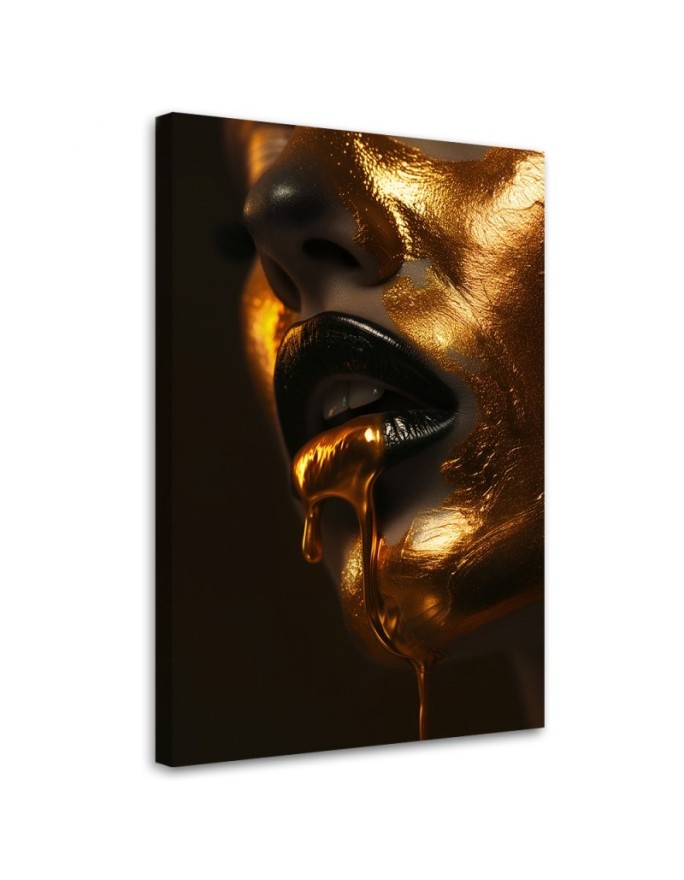 Canvas print Woman Mouth Gold