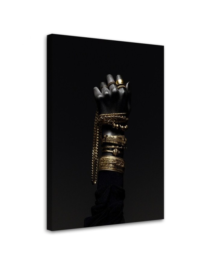 Canvas print for living room - Hand with gold jewellery | FEEBY