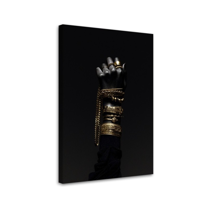Canvas print for living room - Hand with gold jewellery | FEEBY