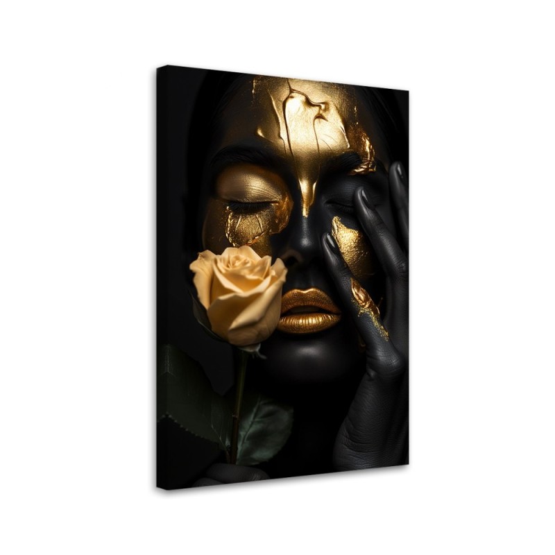 Painting for living room - Gold face of a Glamour woman | FEEBY