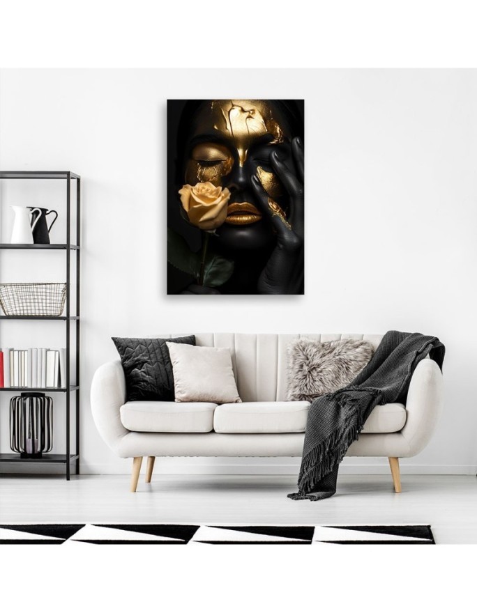 Painting for living room - Gold face of a Glamour woman | FEEBY