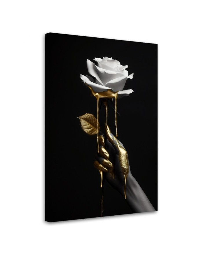 Bedroom canvas print - Rose in gold | FEEBY