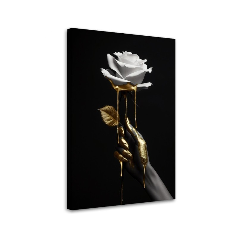 Bedroom canvas print - Rose in gold | FEEBY
