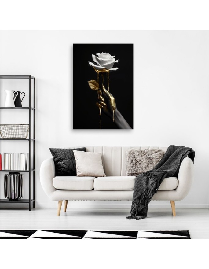 Bedroom canvas print - Rose in gold | FEEBY