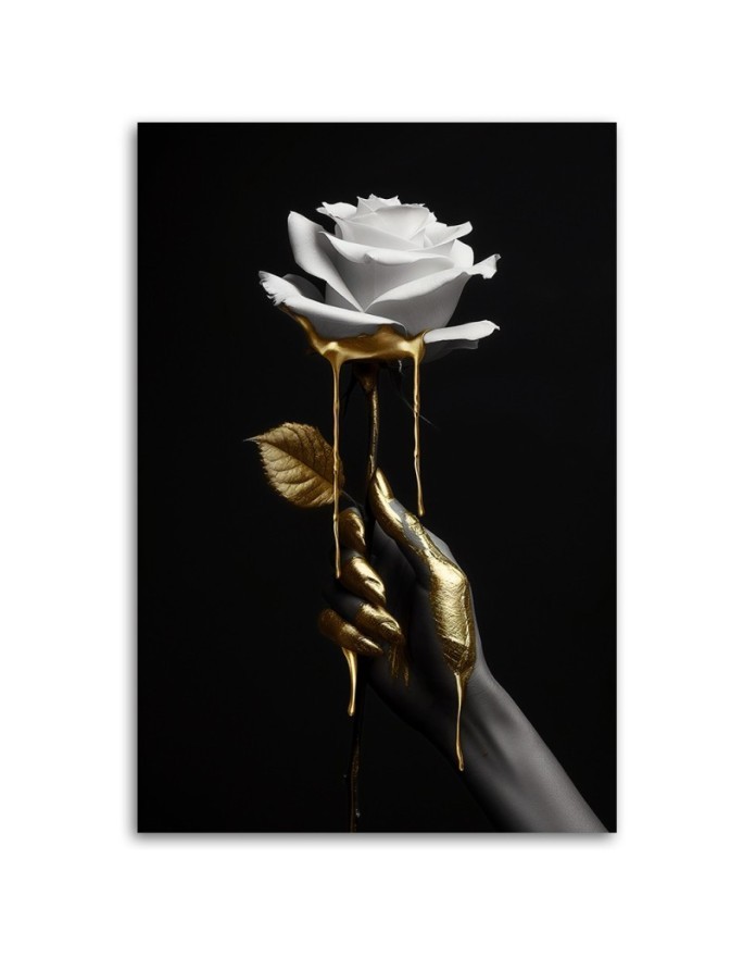 Bedroom canvas print - Rose in gold | FEEBY