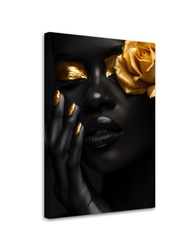 Bedroom painting on canvas - Woman Rose in Gold | FEEBY
