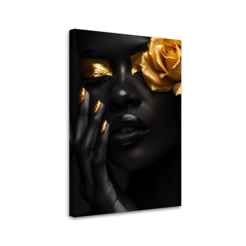 Bedroom painting on canvas - Woman Rose in Gold | FEEBY