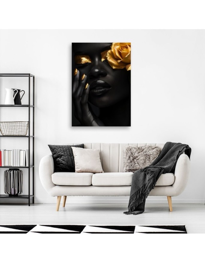 Bedroom painting on canvas - Woman Rose in Gold | FEEBY