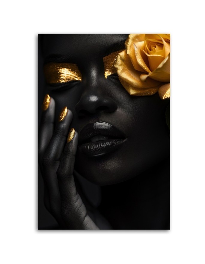 Bedroom painting on canvas - Woman Rose in Gold | FEEBY