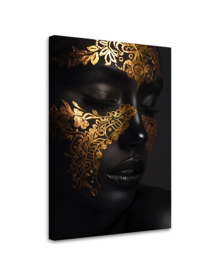 Stylish painting for the living room - Woman's face in gold | FEEBY