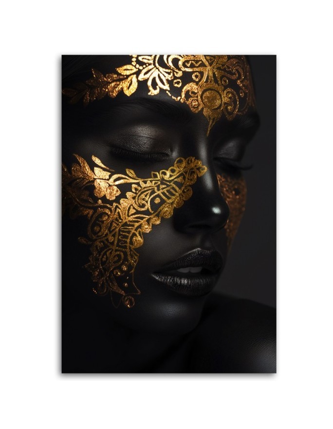 Stylish painting for the living room - Woman's face in gold | FEEBY