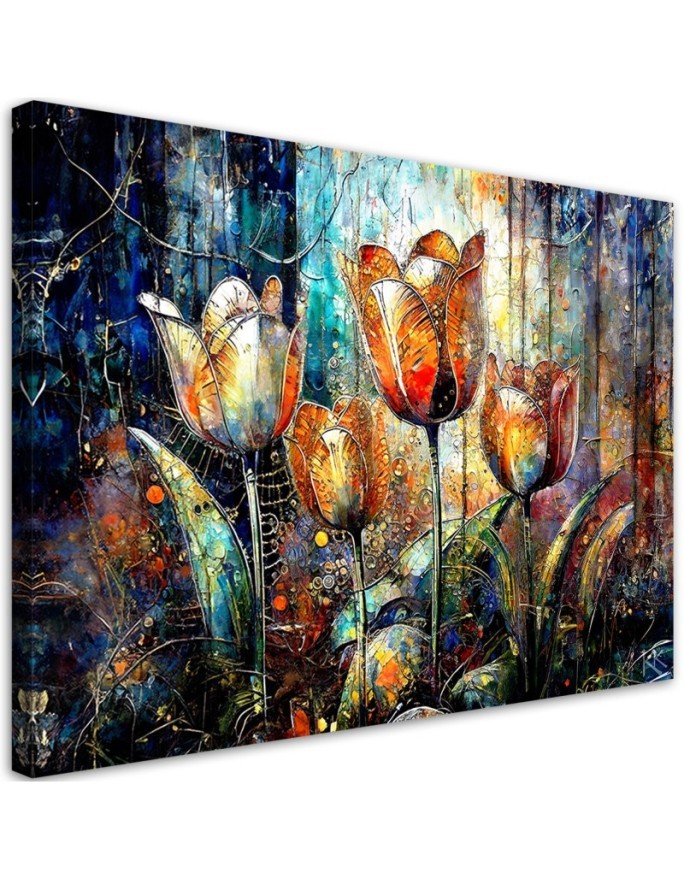 Modern painting - Flowers Colourful Abstraction | FEEBY