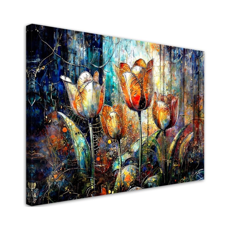 Modern painting - Flowers Colourful Abstraction | FEEBY