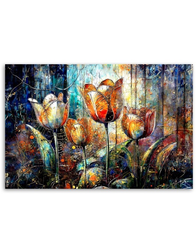 Modern painting - Flowers Colourful Abstraction | FEEBY