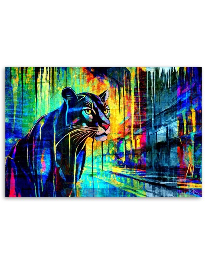 Modern painting for living room - Panther Animals Abstraction | FEEBY