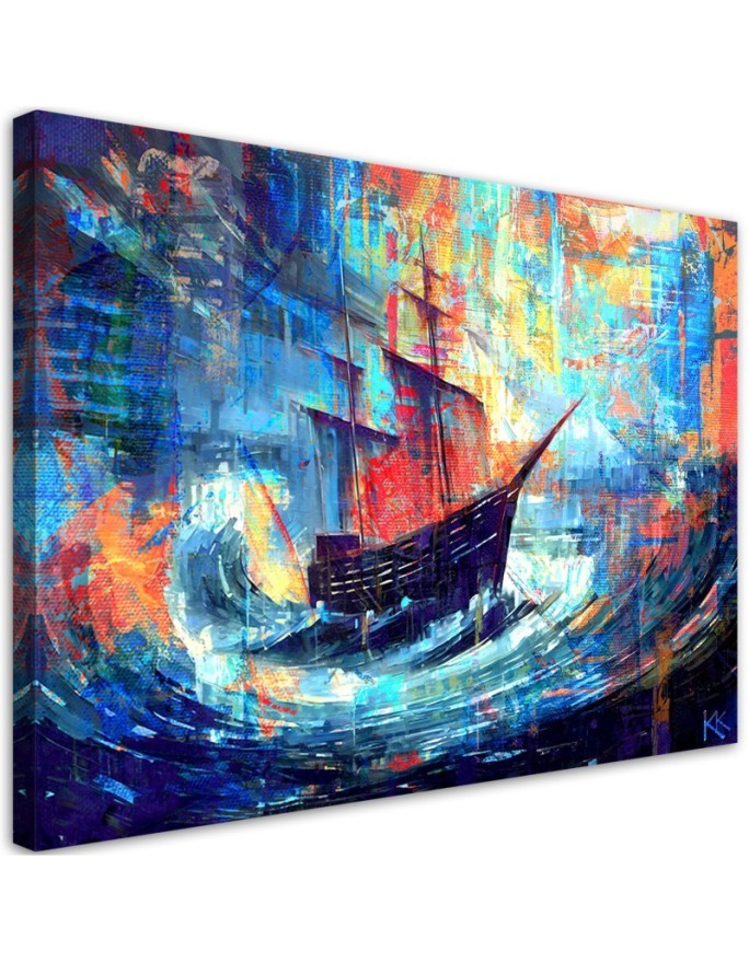 Modern painting for bedroom - Ship at sea | FEEBY