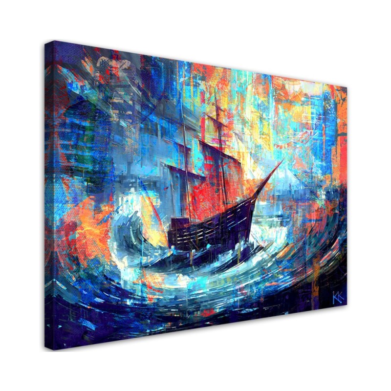 Modern painting for bedroom - Ship at sea | FEEBY