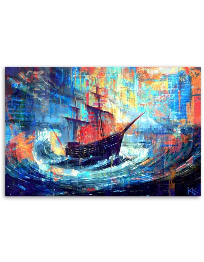 Modern painting for bedroom - Ship at sea | FEEBY