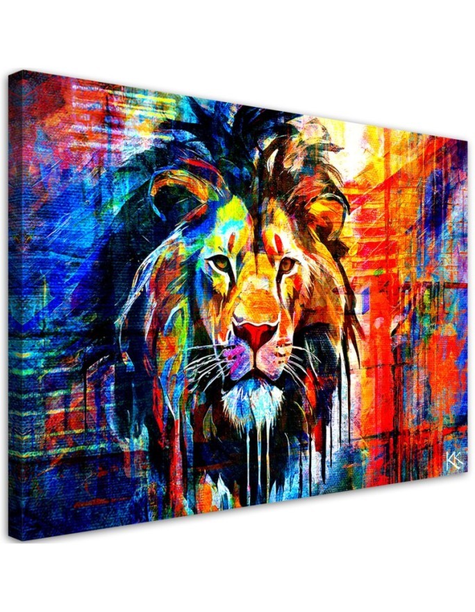 Painting for living room - Colourful Lion Abstract | FEEBY