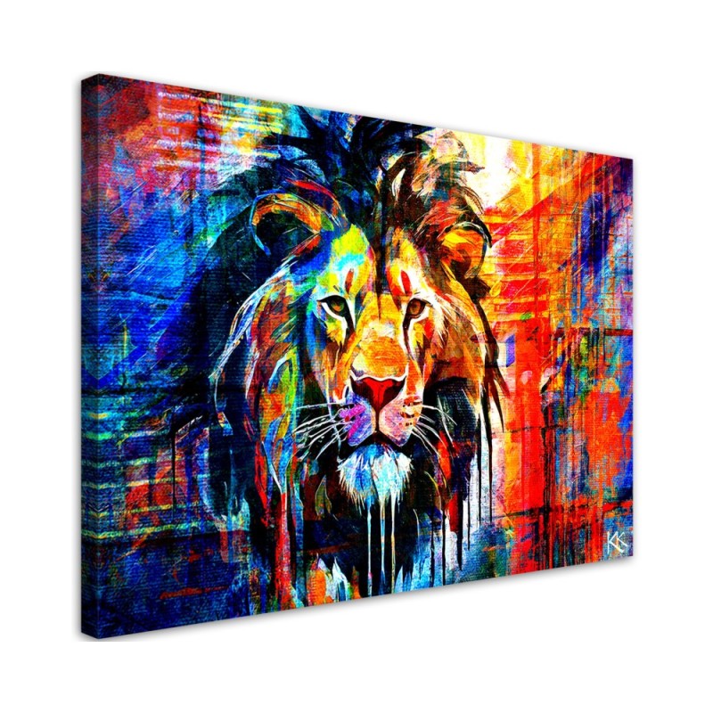 Painting for living room - Colourful Lion Abstract | FEEBY
