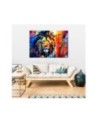 Painting for living room - Colourful Lion Abstract | FEEBY