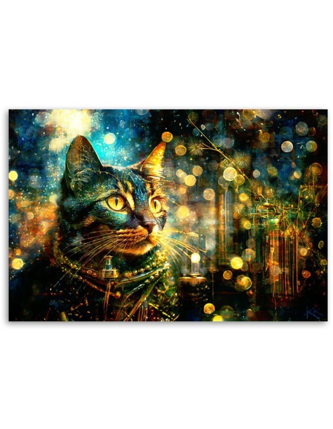 Modern canvas print - Cat on abstract background | FEEBY