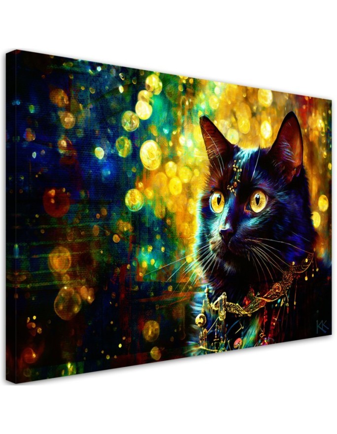 Modern painting for living room - Black Cat Abstraction | FEEBY