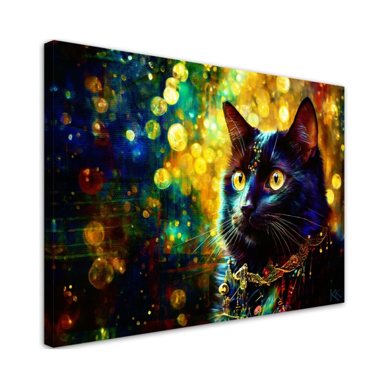 Modern painting for living room - Black Cat Abstraction | FEEBY