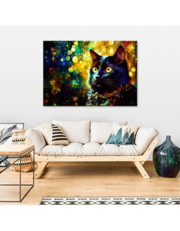 Modern painting for living room - Black Cat Abstraction | FEEBY