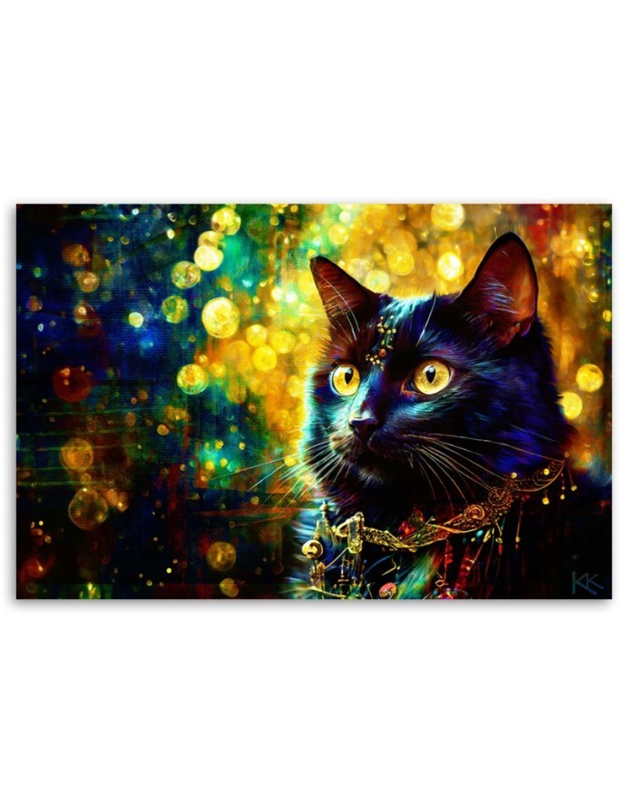 Modern painting for living room - Black Cat Abstraction | FEEBY