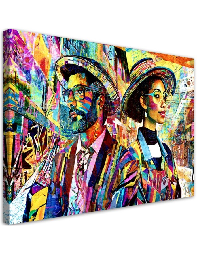 Bedroom canvas print - Woman and Man Abstraction | FEEBY