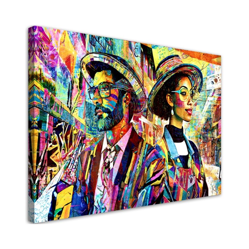 Bedroom canvas print - Woman and Man Abstraction | FEEBY