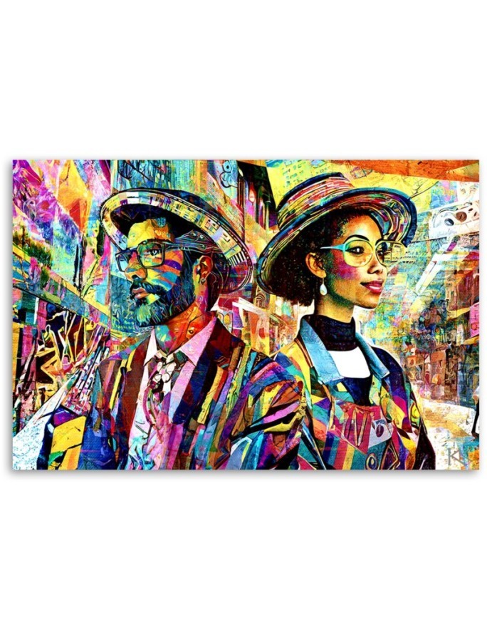 Bedroom canvas print - Woman and Man Abstraction | FEEBY